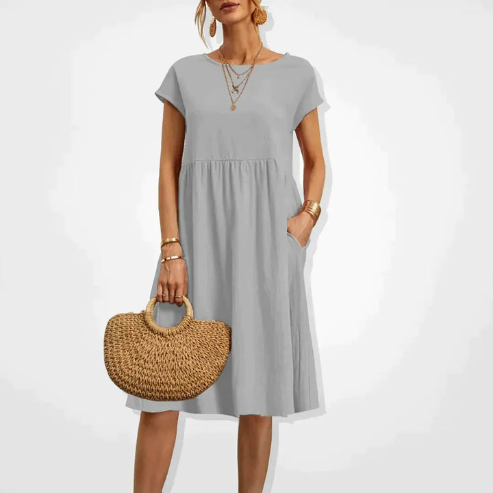 Robe d'Été Femme Beige Longue Taille M Coton Chic 5