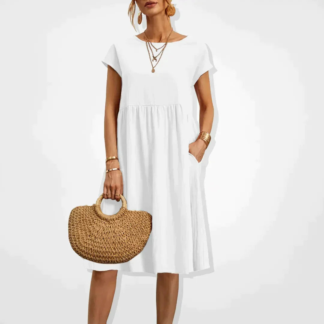 Robe d'Été Femme Beige Longue Taille M Coton Chic 8