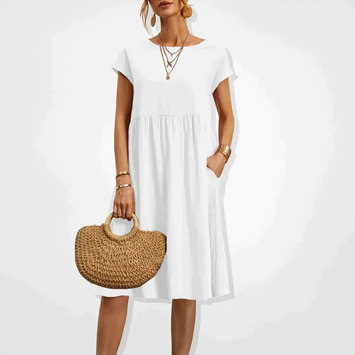 Robe d'Été Femme Beige Longue Taille M Coton Chic 8