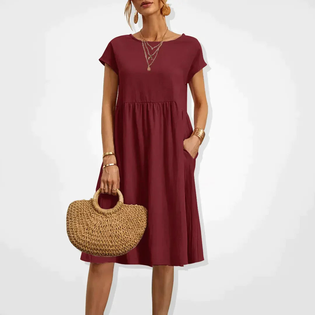 Robe d'Été Femme Beige Longue Taille M Coton Chic 9