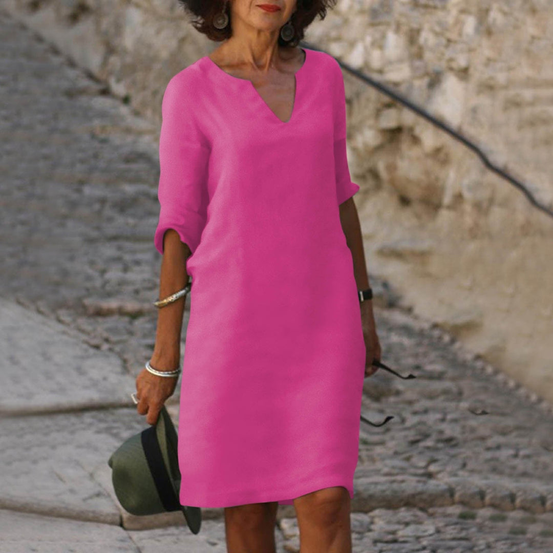 Robe d'Été Femme Longue Élégante en Tissu Léger avec Décolleté en V et Manches 3/4 – Parfaite pour Occasions Décontractées et Formelles 12