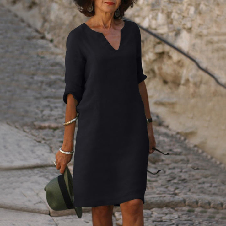Robe d'Été Femme Longue Élégante en Tissu Léger avec Décolleté en V et Manches 3/4 – Parfaite pour Occasions Décontractées et Formelles 8