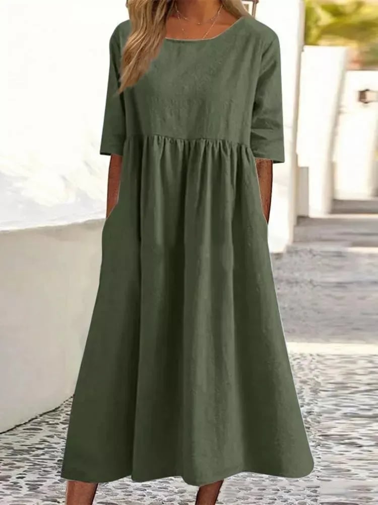 Robe d'Été Femme Midi en Coton 100% Plissé Chic – Élégante et Confortable, Disponibles en Blanc, Bleu Clair et Noir 4