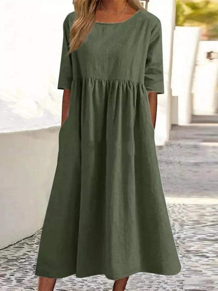 Robe d'Été Femme Midi en Coton 100% Plissé Chic – Élégante et Confortable, Disponibles en Blanc, Bleu Clair et Noir 4