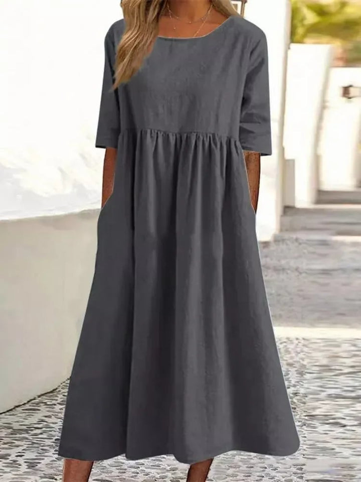 Robe d'Été Femme Midi en Coton 100% Plissé Chic – Élégante et Confortable, Disponibles en Blanc, Bleu Clair et Noir 6