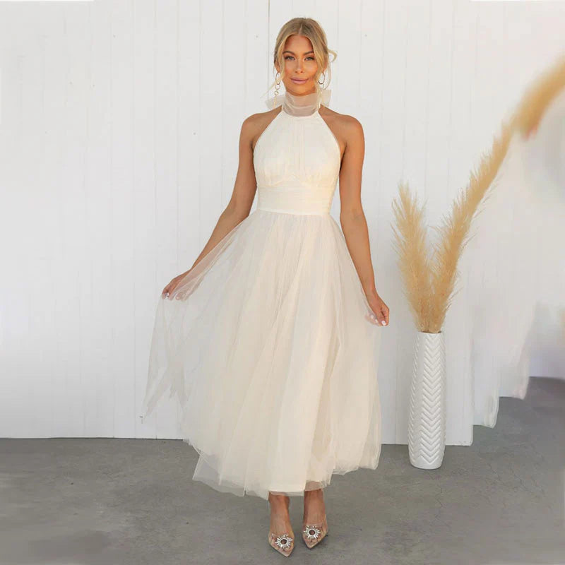 Robe de Fée Janice en Tulle Éthéré avec Décolleté Halter pour Célébrations 0