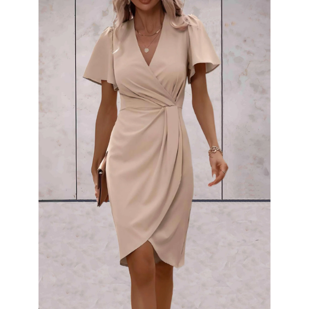 Robe de Soirée Wikkel Élégante pour Femme avec Décolleté en V et Manches Fluides – Idéale pour Occasions Spéciales 0