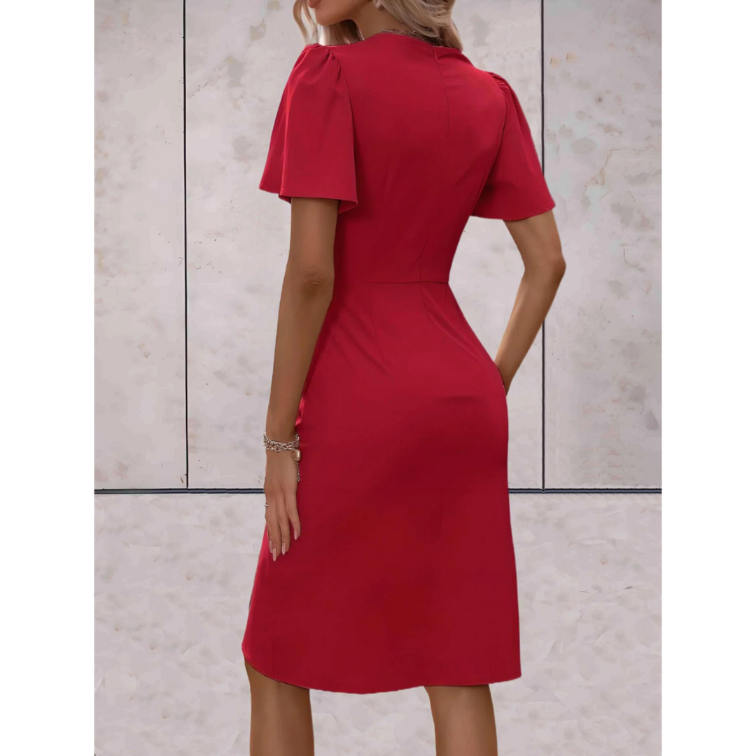 Robe de Soirée Wikkel Élégante pour Femme avec Décolleté en V et Manches Fluides – Idéale pour Occasions Spéciales 2