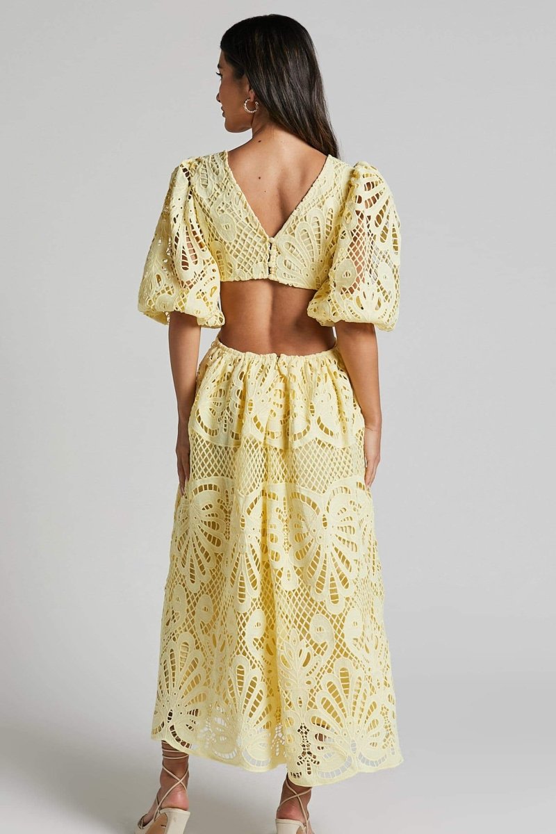 Robe en Dentelle Élégante avec Manches Bouffantes et Décolleté en V – Idéale pour les Occasions Spéciales 4