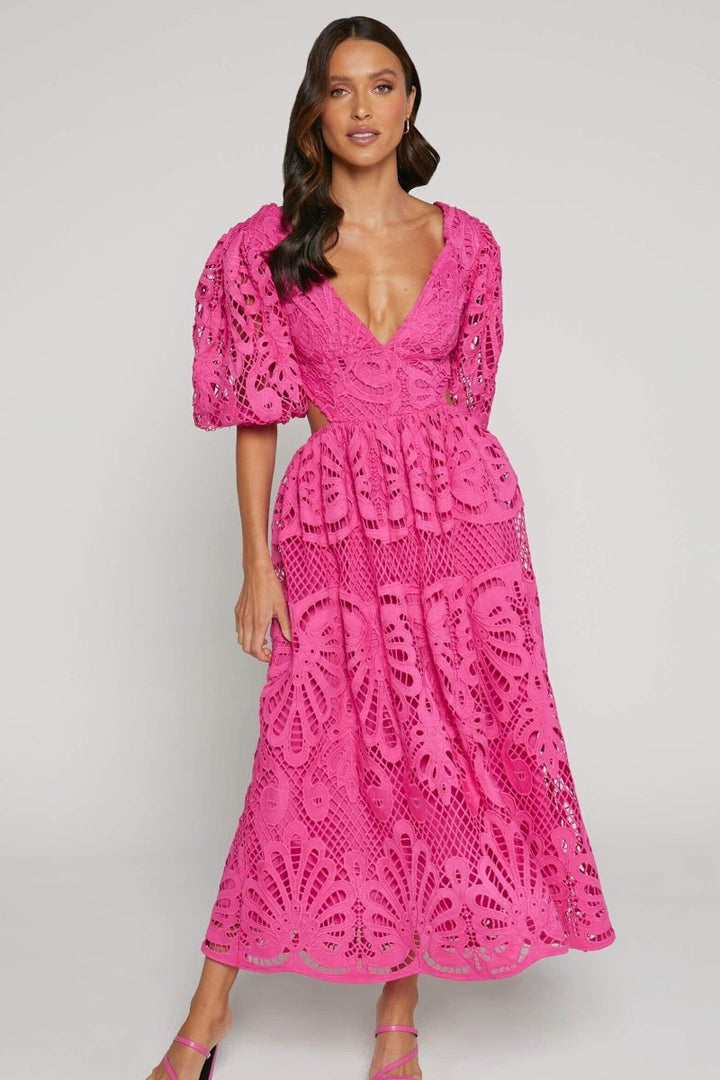 Robe en Dentelle Élégante avec Manches Bouffantes et Décolleté en V – Idéale pour les Occasions Spéciales 6