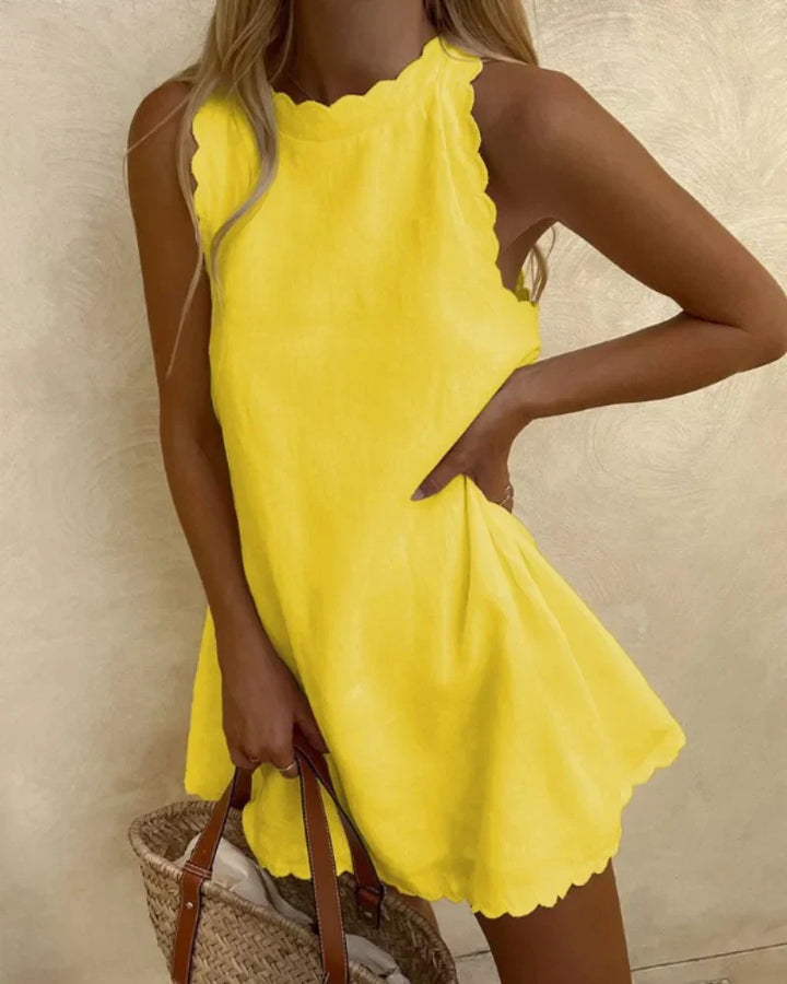 Variant image for Robe d'Été Femme Élégante avec Détails Ondulés – Mini-Robe Confortable et Polyvalente pour Toutes Occasions-19