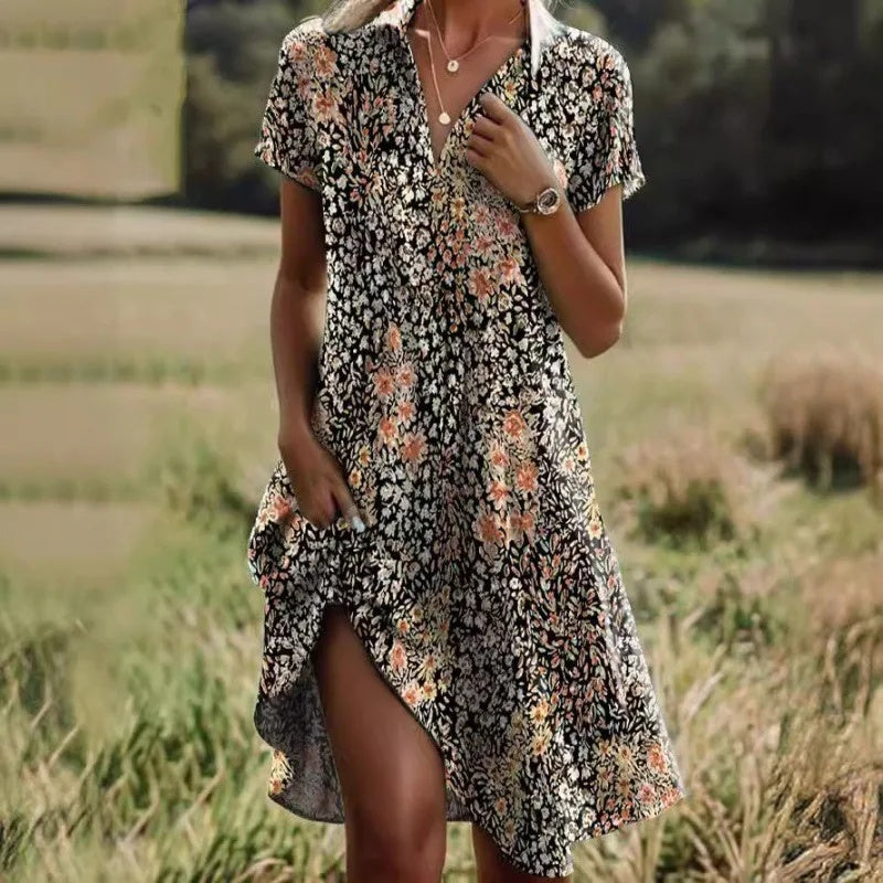 Robe d’Été Femme – Légère, Col V et Chic