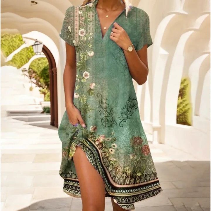 Robe d’Été Femme – Légère, Col V et Chic