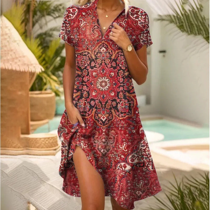 Robe d’Été Femme – Légère, Col V et Chic