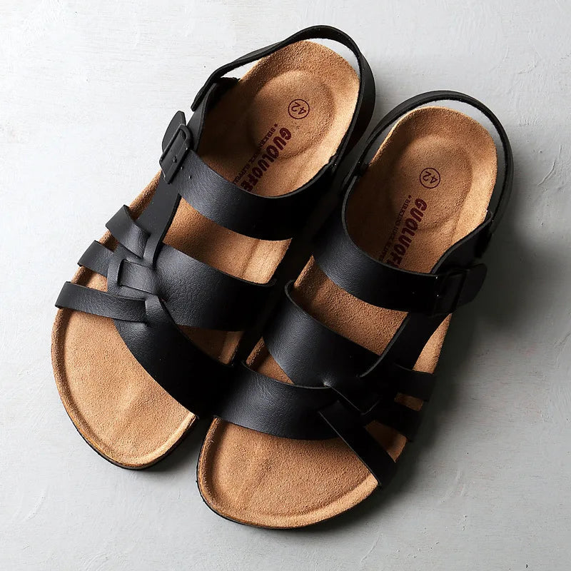 Sandales Orthopédiques en Cuir Femme - Confort Ergonomique, Semelle Antidérapante, Réglable, Disponible en Noir, Beige, Marron 1