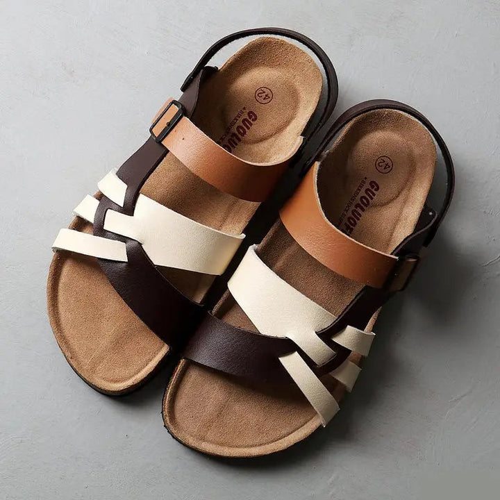 Sandales Orthopédiques en Cuir Femme - Confort Ergonomique, Semelle Antidérapante, Réglable, Disponible en Noir, Beige, Marron 2