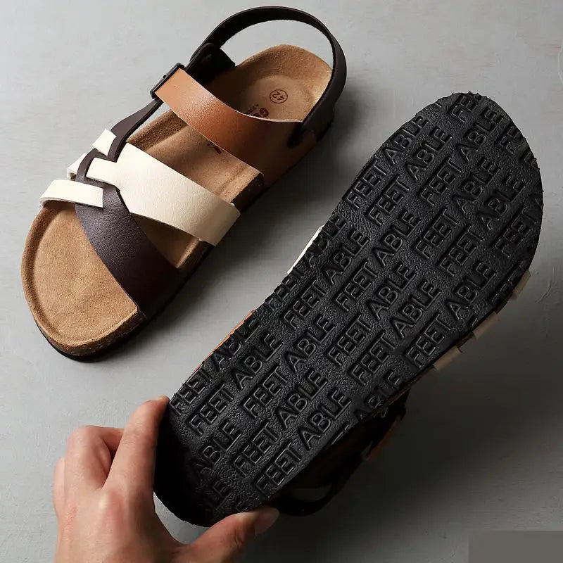 Sandales Orthopédiques en Cuir Femme - Confort Ergonomique, Semelle Antidérapante, Réglable, Disponible en Noir, Beige, Marron 5