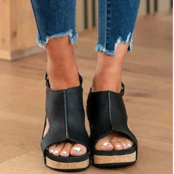 Sandales Orthopédiques en Cuir pour Femmes avec Talon Compensé et Semelle Antidérapante - Confort Optimal et Élégance 5