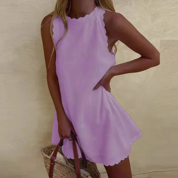 Robe d'Été Femme Élégante avec Détails Ondulés – Mini-Robe Confortable et Polyvalente pour Toutes Occasions-6