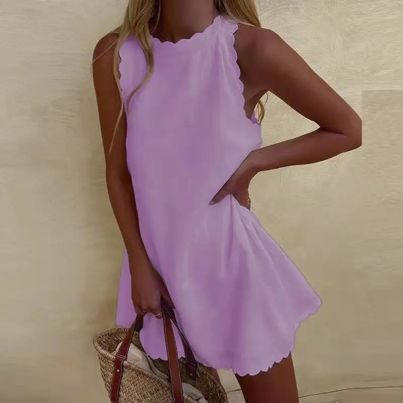 Variant image for Robe d'Été Femme Élégante avec Détails Ondulés – Mini-Robe Confortable et Polyvalente pour Toutes Occasions-43