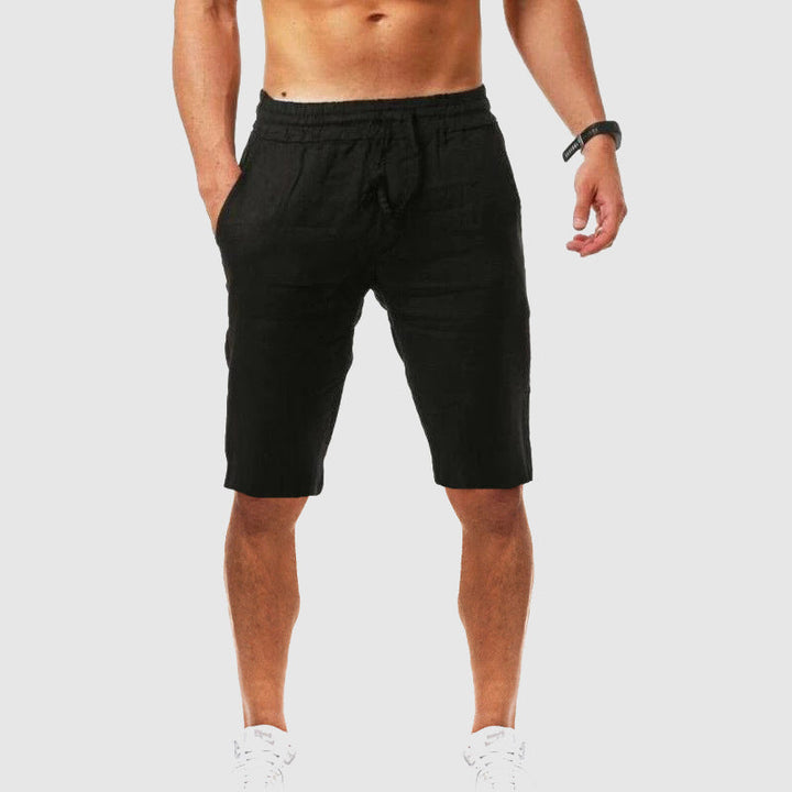 Shorts Slim Fit en Lin et Polyester avec Poches Élastiques – Confort Idéal pour Plage et Loisirs 2