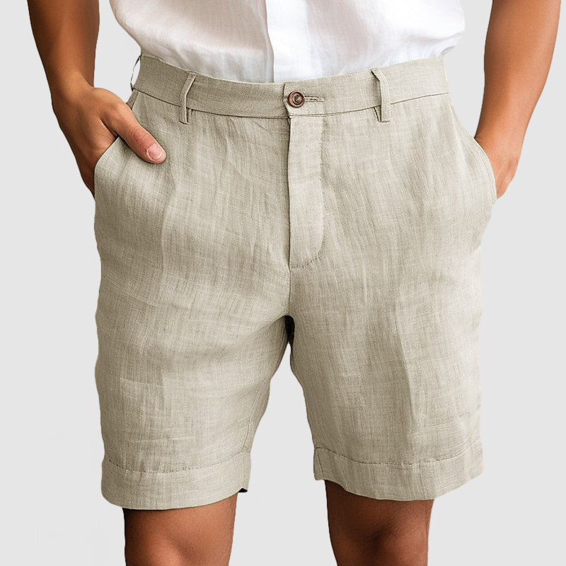 Shorts en Coton et Lin pour Hommes – Confort Optimal, Coupe Décontractée, Taille Élastique, Idéal Plage et Été 0