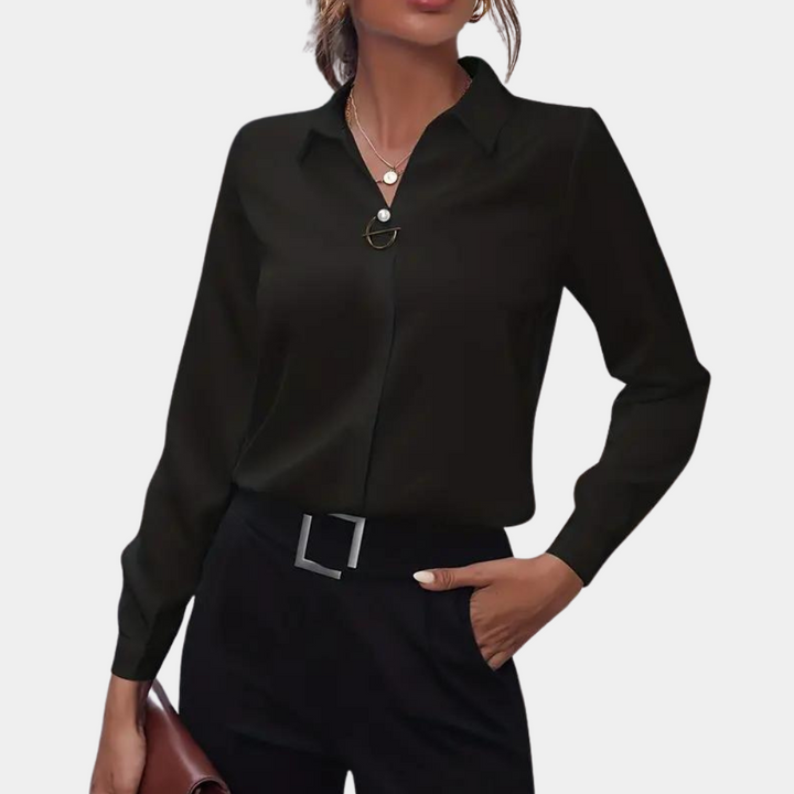 Variant image for Chemisier Femme Chic en Mousseline Blanche, Manches Longues et Col Classique – Élégant et Polyvalent pour Bureau et Décontracté-26