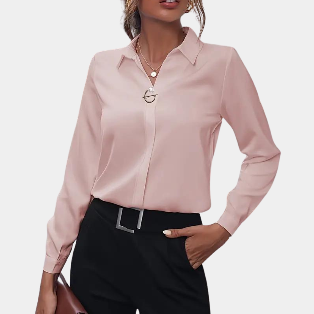 Chemisier Femme Chic en Mousseline Blanche, Manches Longues et Col Classique – Élégant et Polyvalent pour Bureau et Décontracté-6
