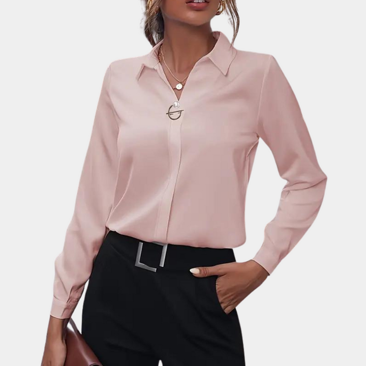 Chemisier Femme Chic en Mousseline Blanche, Manches Longues et Col Classique – Élégant et Polyvalent pour Bureau et Décontracté-6