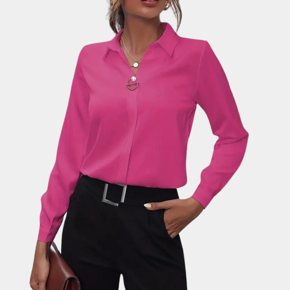 Chemisier Femme Chic en Mousseline Blanche, Manches Longues et Col Classique – Élégant et Polyvalent pour Bureau et Décontracté-5