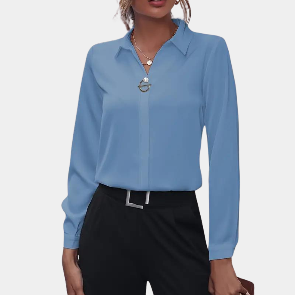 Chemisier Femme Chic en Mousseline Blanche, Manches Longues et Col Classique – Élégant et Polyvalent pour Bureau et Décontracté-1