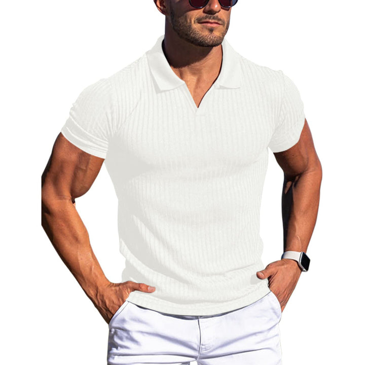 T-shirt Homme à Rayures Verticales Blanc Taille L Mélange de Polyester 0