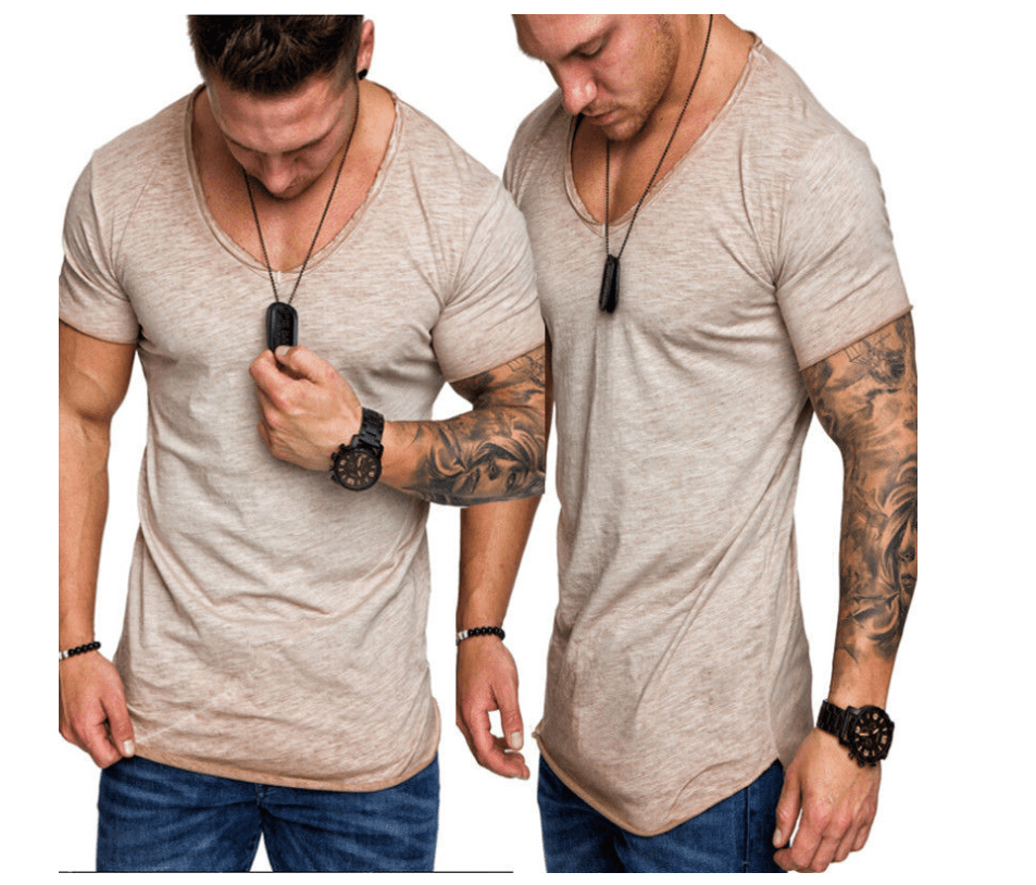 T Shirt Homme Kaki Taille L Coton Manches Courtes Oversize 1