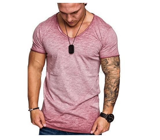 T Shirt Homme Kaki Taille L Coton Manches Courtes Oversize 4