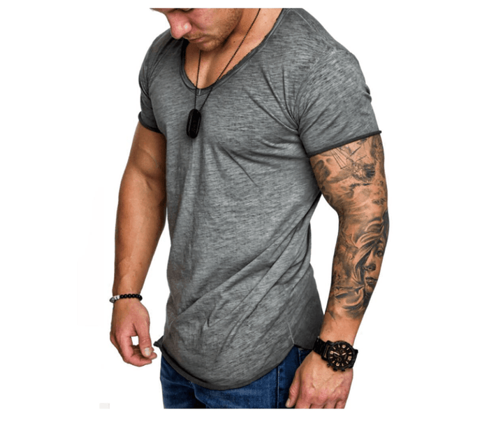 T Shirt Homme Kaki Taille L Coton Manches Courtes Oversize 7