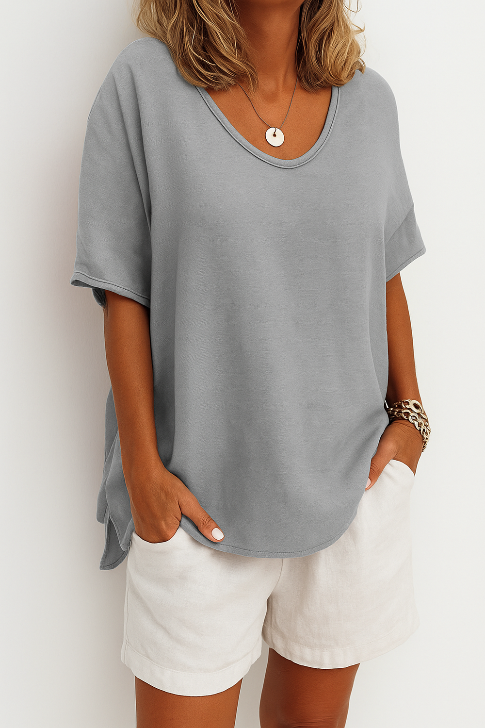 Tee Shirt en Lin Homme Col Rond - Confort Élégant pour Été, Disponible en Plusieurs Tailles et Couleurs 1