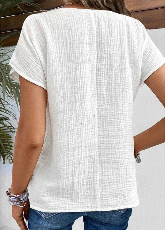 Top Boutonné Léa en Coton et Lin avec Col – Élégance et Confort 2