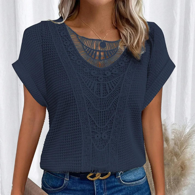 Top d'Été en Dentelle Léger et Confortable avec Encolure Ronde – Élégant et Idéal pour les Journées Chaudes 5