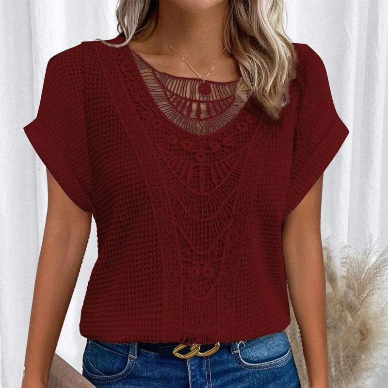 Top d'Été en Dentelle Léger et Confortable avec Encolure Ronde – Élégant et Idéal pour les Journées Chaudes 6