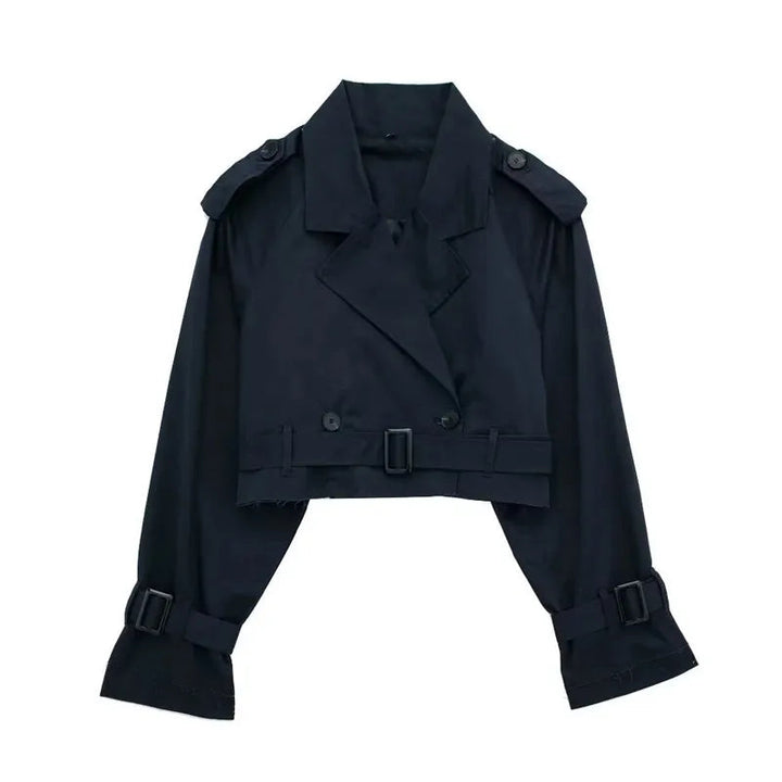 Trench Coat Femme Court en Polyester – Élégant et Confortable pour Printemps et Automne 10
