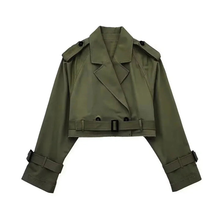 Trench Coat Femme Court en Polyester – Élégant et Confortable pour Printemps et Automne 11