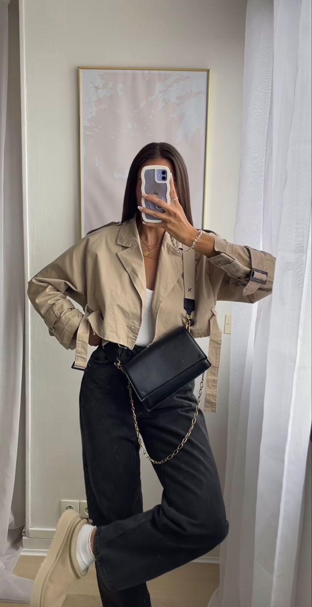 Trench Coat Femme Court en Polyester – Élégant et Confortable pour Printemps et Automne 2
