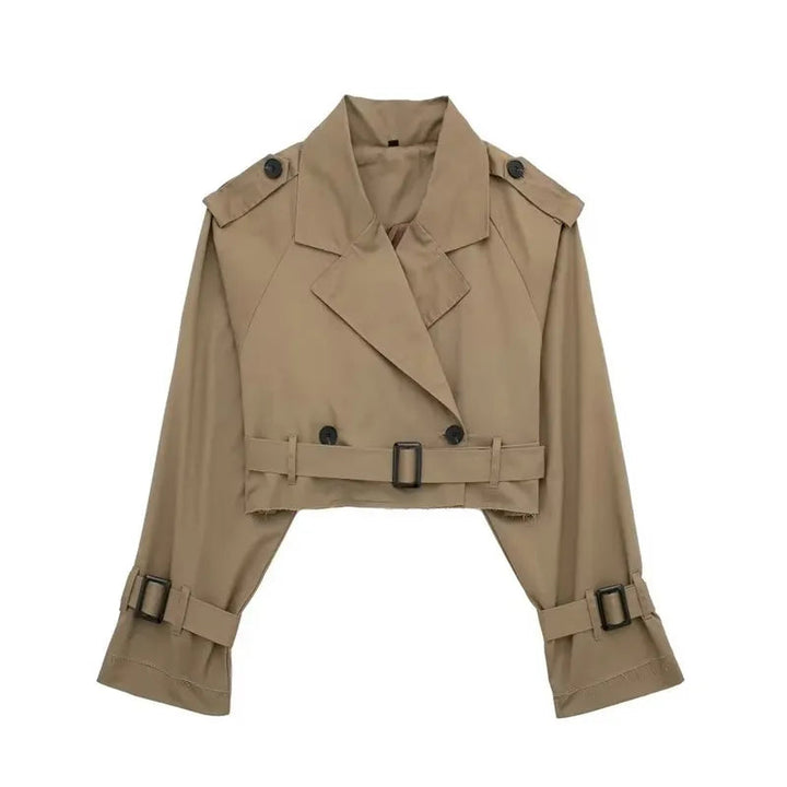 Trench Coat Femme Court en Polyester – Élégant et Confortable pour Printemps et Automne 7