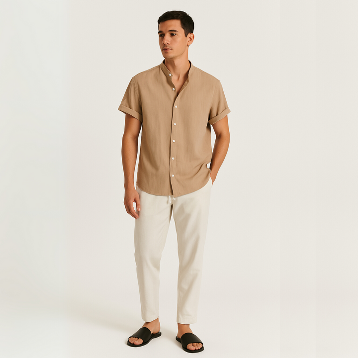 Ensemble d’Été Homme – Chemise et Pantalon Léger en Lin Assortis