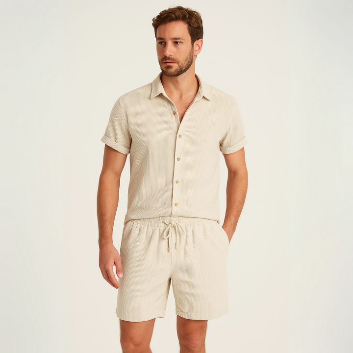 Ensemble d’Été Homme – Chemise et Short Léger en Lin Assortis