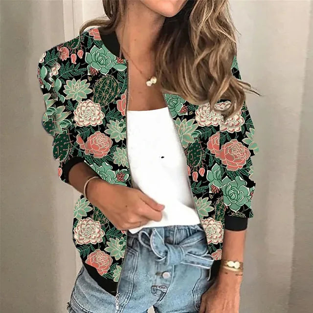 Veste Femme Élégante à Imprimés avec Fermeture Éclair - Confort Optimal et Design Polyvalent 0