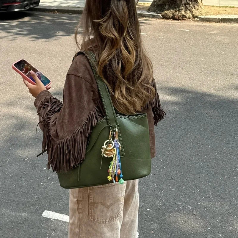 Veste Femme Marron Taille M Suède avec Franges 3