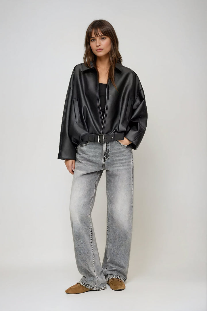 Veste Femme Retro Cuir Synthétique Taille M Noir 7