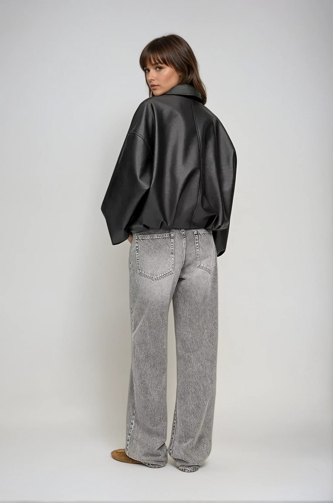 Veste Femme Retro Cuir Synthétique Taille M Noir 8