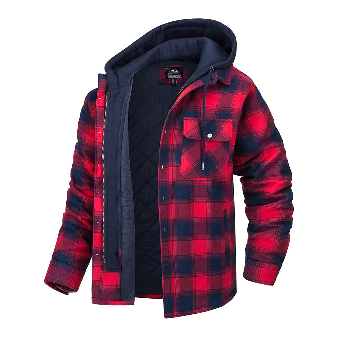 Veste Hiver Homme à Carreaux avec Capuche – Élégante et Confortable pour l'Automne et l'Hiver 0